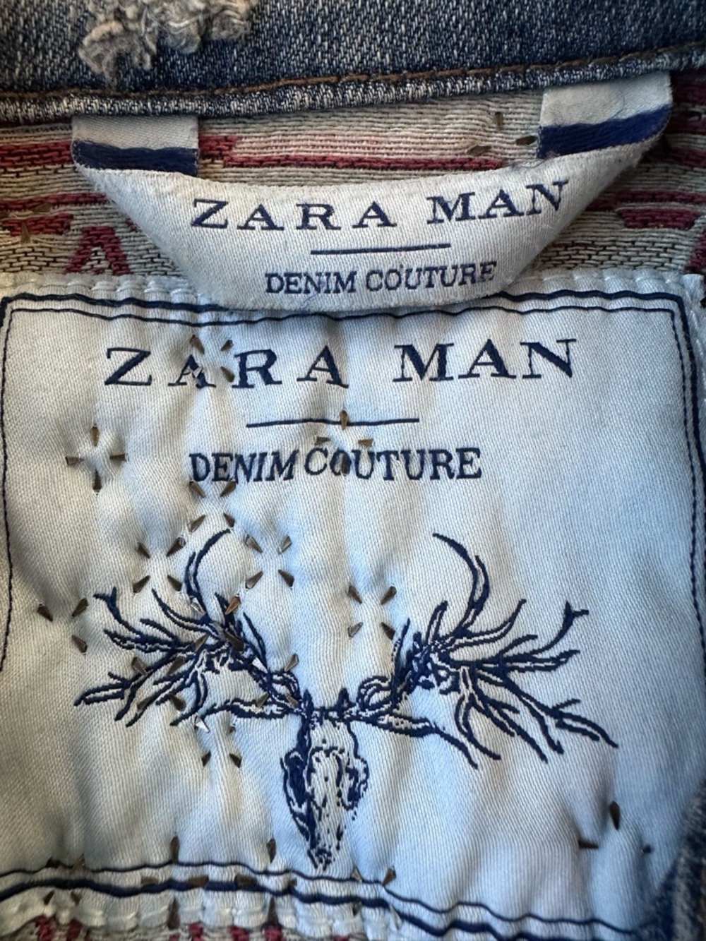Zara Men’s Denim Couture Jean Vest Distressed & Embellished Medium - Picture 14 of 14